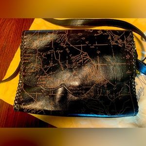 Patricia Nash Genuine Leather Flap Crossbody - Black